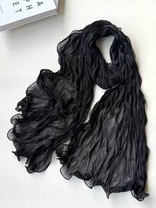 1pc Solid Color Casual Daily Comfortable Elegant Unique Classic Spring/Autumn New Versatile Beach Seaside Headwrap Sun Protection Fashionable Women's Scarf - Multicolor - View 8