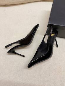 2026 Early Spring Sexy Pointed Toe Slingback Sandals Women's Super High Heel Stiletto Closed Toe Party Annual Meeting Shoes - Black - View 11