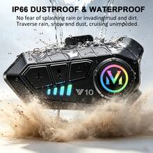 1件裝經典摩托車頭盔耳機 Y10，無線 5.3，IP66 防塵防水，高畫質音質，降噪系統，13 小時電池續航，RGB 燈光，戶外騎行完美選擇 - Y10 - 查看 5