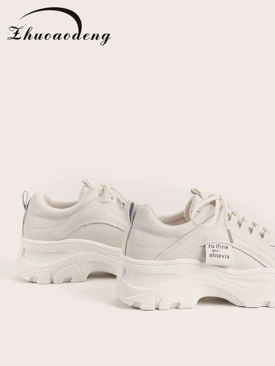 Women's Thick Sole Breathable White Sneakers, Height-Increasing Fashion Versatile Sports Casual Shoes, Student White Skate Shoes, Women's Black Lace-Up Plus Size Shoes
