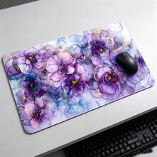 紫色花卉鼠墊 大號桌墊 縫邊橡膠防滑 女生辦公學習用 XL 加長版 適用電腦鍵盤筆電 PC - 查看 5