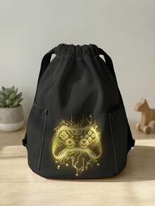 1pc Drawstring Backpack, Multi-Scenario Universal, Extra Large Capacity, Ultra-Lightweight & Portable, Durable, Highly Attractive, Foldable Storage Bag, Cartoon Game Console Print Pattern Children's Drawstring Sports Backpack, Dust-Proof Storage, Suitable For Outdoor Travel, Fitness, Daily Commute And School Use - Multicolor - View 9