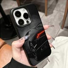 1件裝賽車圖案黑銀配色手機殼，適用於 Apple 手機 - 彩色 - 查看 5