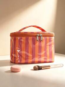 1pc Striped Portable Gift Storage Bag, Holiday Large Capacity Tote Bag, Storage Box, Essential Gift For Friends On Holidays Or Birthdays - Multicolor - View 5