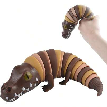Fidget Slug, 3D articulado elástico cocodrilo alivio del estrés, alivio sensorial del estrés para adultos, alivio de la presión y antiansiedad juguete de computadora de oficina (A)