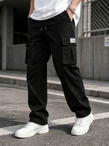 Pantalones largos cómodos y transpirables para deportes de primavera/otoño para hombres - Negro - Ver 9
