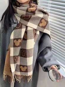 Women's Fashion Scarf With Disney Mickey And Heart Pattern, Christmas Scarf Made Of Polyester Material, Simple And Fashionable Winter Warm And Windproof, Dry Clean, Suitable For Evening Date, Birthday Party Gift, Daily, Gathering, Date Dual Use, Perfect Gift, Women's Accessory - One Size Fits All - View 18