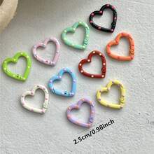 5pcs Random Color Mixed Heart-Shaped Keychains, Painted Candy Color Spring Clips, Suitable For Handmade Jewelry Making, Keychains, Bags, Packaging Decor Rings - Heart (Random Color) - View 2