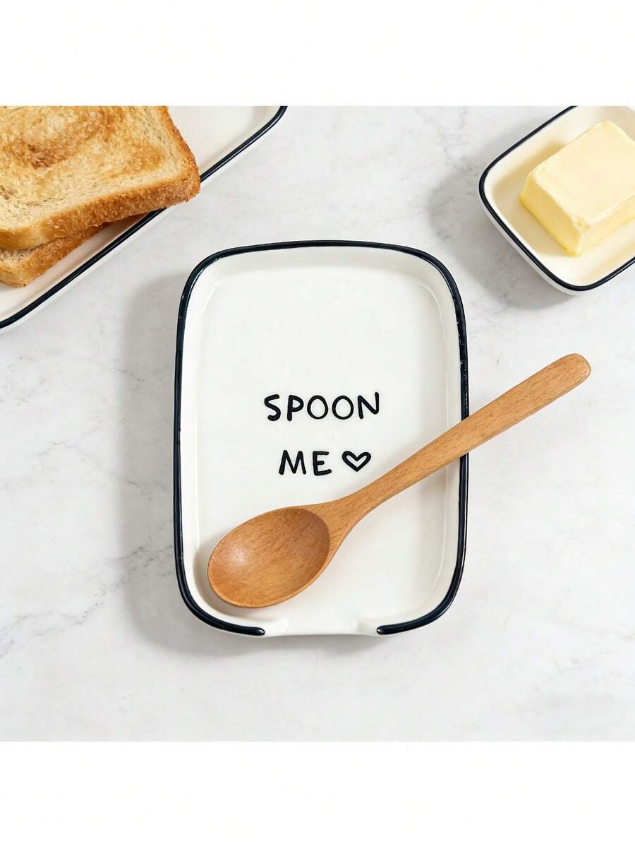 1pc White Ceramic Spoon Rest, "Spoon Me" Design, Suitable For Kitchen Cooking Utensils - Spatula, Soup Ladle, Spoon, Durable Ceramic, Kitchen Utensil Holder, Kitchen Gadget, Multi-Purpose Use, Snack, Dessert Plate - View 1