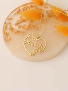 1 pièce [Personnalisé] Collier en acier inoxydable doré avec cœur de vigne et nom personnalisé, Collier personnalisé de cœur de vigne privé, Collier pour femmes, Cadeau de bijoux, Cadeau de bijoux personnalisé, Cadeau de vacances, Cadeau d'anniversaire, Cadeau parfait, Noël, Cadeau d'Halloween - Multicolore 3 - Voir 7