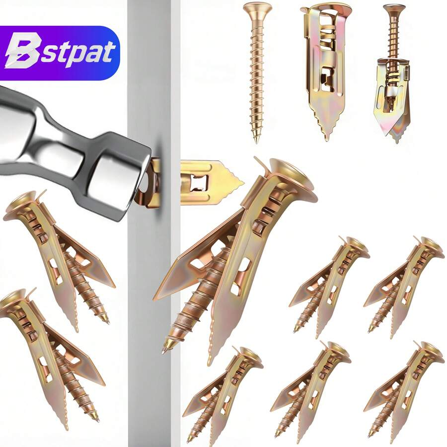 Bộ 50 ống nở và vít treo tường thạch cao chịu lực nặng - vít và neo tự khoan, phù hợp để treo rèm, giá treo khăn, đèn, gương, kệ và đồ dùng nhà bếp - 100 CÁI/BỘ - Xem 1