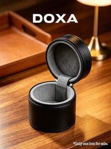 DOXA 縫線圓筒手錶收納袋，附金屬拉鍊，迷你懷錶盒，適合戶外使用與節日包裝，不含手錶 - 黑色 - 查看 4