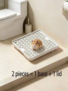 1PC Large Mesh Hollow Plastic Rabbit Litter Box, Raised Leak-Proof Small Pet Toilet Training Tray With Raised Drainage Grate; Double-Layer Detachable Rabbit Litter Box Suitable For Rabbits, Hamsters And Small Pets Fixed-Point Toilet Training; Upper Layer Long Drainage Grate Isolates Pet Hair, Feces And Urine, Keeping Small Animal Fur Dry And Clean All Day; Four Raised Non-Slip Support Feet Lift The Entire Litter Box, Preventing Urine Leakage And Soaking The Floor; Thickened Hard PP Plastic Material, Waterproof And Odor-Proof, Easy To Clean With Water Rinse; - Multicolor - View 8