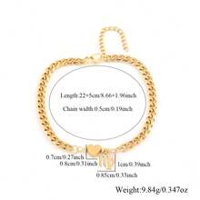 1pc Minimalist Fashion Zodiac Heart Gold Stainless Steel Cuban Link Anklet, Women's - Yellow Gold - View 2