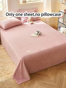 1pc Solid Color Milk Velvet Bed Sheet, Lightweight Soft Comfortable Bedding, Can Be Used As Bed Cover, Bed Sheet, Blanket, Suitable For Dorm, Bedroom Home Use, Multiple Purposes, Multiple Size Options - Rusty Rose - View 1