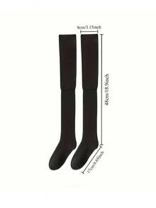 1/4 Pairs Women Solid Vertical Ribbed Knit Thigh High Socks, Casual Slouch Over The Knee Long Socks, Versatile Daily Leg Warmers - Multicolor - View 7