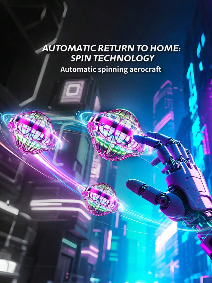 1pc Rotating Flying Disc Smart Hover Ball, High-Tech Flying Toy With LED Lights And Smart Bounce, Holiday Gift For Boys