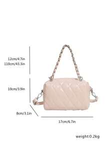 Tas Tangan Rantai Wanita Motif Berlian Bordir, Tas Selempang Mini Kotak dengan Penutup Resleting, Cocok untuk Kencan dan Belanja untuk Wanita - Berwarna merah muda - View 6