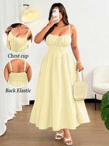 Plus Size Dresses - Light Yellow - View 1