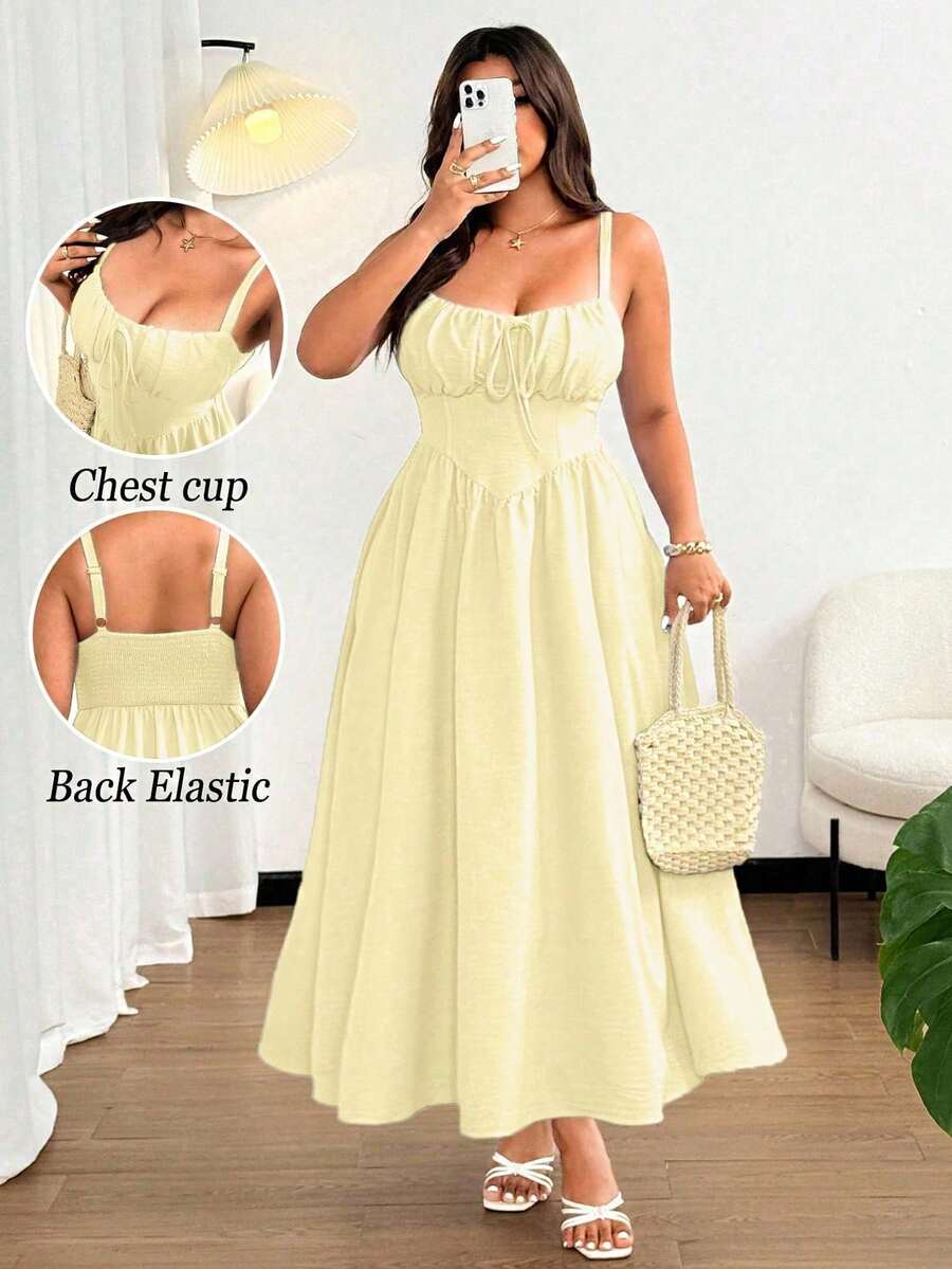 Plus Size Dresses - Light Yellow - View 1