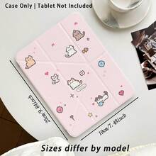 Pola Kucing & Hati Cetak UV Datar, Perlindungan Penuh Anti Jatuh & Tahan Guncangan, Casing Pelindung Tablet Lipat Y, Pelat Belakang Akrilik dengan Slot Pena, Kompatibel dengan Model /Honor/ dan Xiaoxin - MultiWarna - View 2