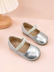 Girls Mary Jane Flats With Instep Strap - Silver - View 6