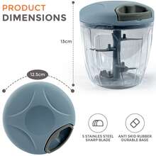 Crystals Manual Pull String Food Chopper -  Vegetable & Onion Dicer - Grey - View 2