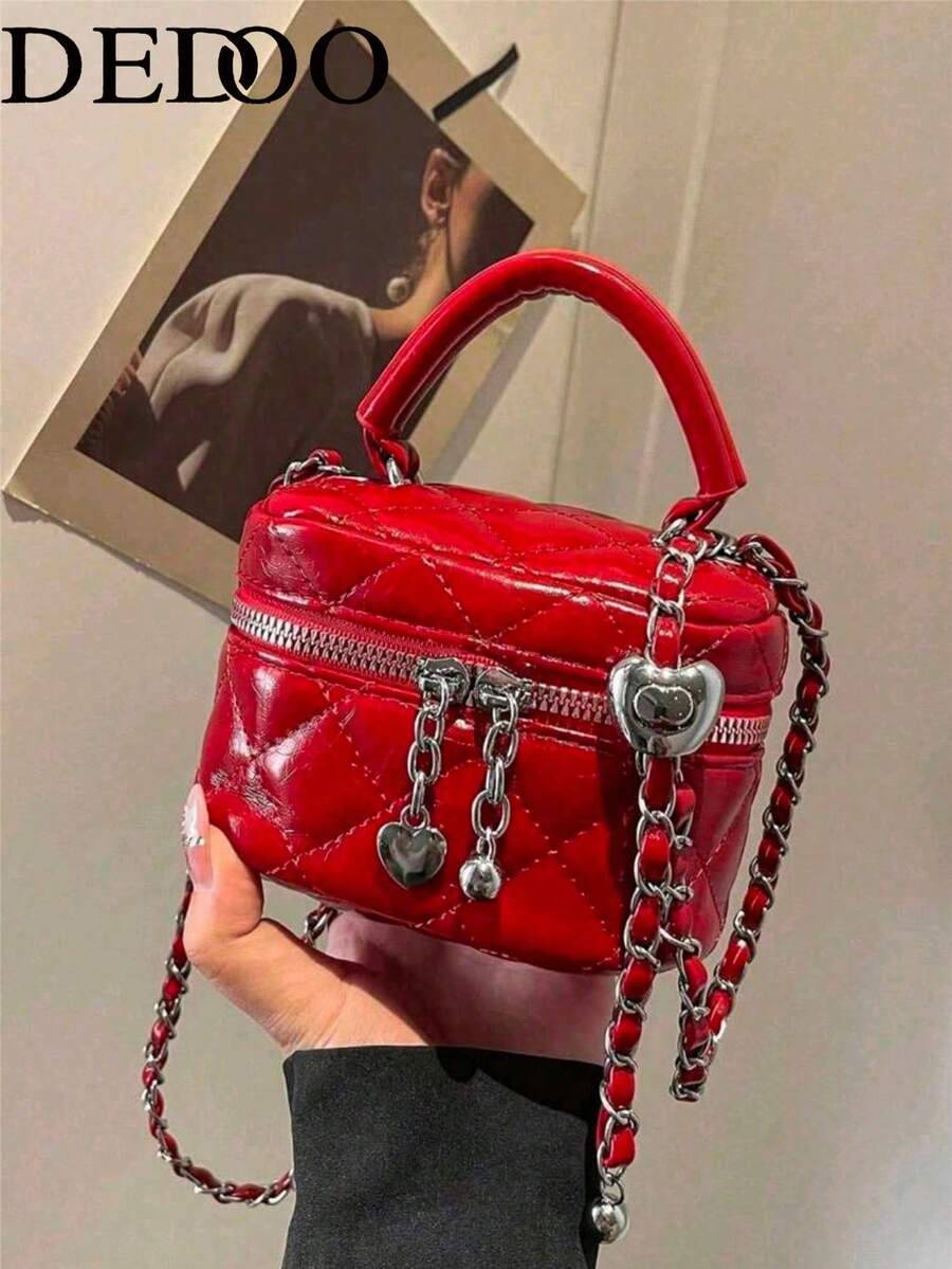 Dedoo 新款時尚經典多功能PU防水布料絎縫女款手提包