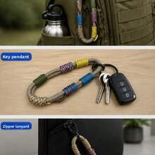 Outdoor Backpack Color Extension Decorative Lanyard, Multi-Point Hanging Ins Dopamine Color Hand-Woven Paracord, Mobile Wrist Strap, Backpack Expansion Strap, Anti-Lost Hand Carry Lanyard Decor Charm - Multicolor - View 6