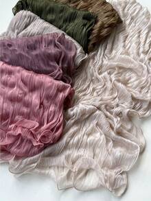 1pc Solid Color Casual Daily Comfortable Elegant Unique Classic Spring/Autumn New Versatile Beach Seaside Headwrap Sun Protection Fashionable Women's Scarf - Multicolor - View 5