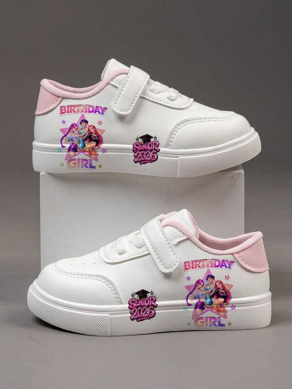 1 Pair Cheap And Fashionable Shoes, Casual Sports Children's Shoes, Durable Basketball Shoes, Suitable For Daily Wear And Outdoor Activities, Christmas Gift, Outdoor Play Shoes, Fun Design Shoes, Cartoon Print Shoes, Breathable Fabric Shoes, Flexible Sole Shoes, Children's Sports Shoes, Sports Shoes, Holiday Gift, 2D Flat