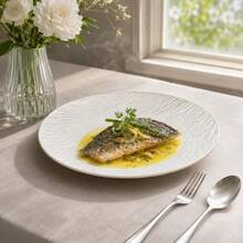 2/4/6pcs Black & White Textured Dinnerware Set, Textured Round Plates, Black & White Tableware, 9.84" Dinner Plates And 7.87" Salad/Cake Plates, Suitable For Kitchen, Party And Entertaining - White - View 8