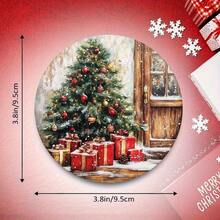 6pcs Vintage Christmas Tree Wooden Coasters, Waterproof Heat-Resistant Table Mats, Suitable For Coffee Cups, Mugs, Premium Cork Home Decor - Multicolor - View 9