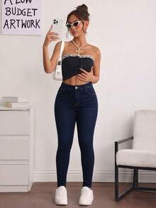 Women Jeans - 深藍 - 查看 6