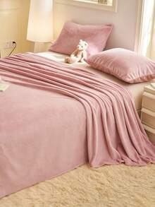 1pc Solid Color Milk Velvet Bed Sheet, Lightweight Soft Comfortable Bedding, Can Be Used As Bed Cover, Bed Sheet, Blanket, Suitable For Dorm, Bedroom Home Use, Multiple Purposes, Multiple Size Options - Rusty Rose - View 8