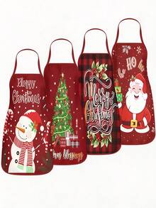 Set Of 4 Funny Christmas Aprons, A Christmas Kitchen Chef Cooking Apron, A Cute Santa Claus Baking Apron, A Christmas Party Gift Set, Suitable For Cooking, Baking, Barbecuing, And Christmas Party Decoration - Multicolor - View 13