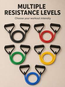5 Sets 5-Level Resistance Bands With Handles, Suitable For Home Fitness, Pilates And Body Shaping - Multicolor - View 6