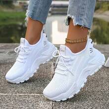 Women'S Sneakers, Stylish Walking Shoes, Lightweight Casual Shoes, Road Running Shoes, Non-Slip Breathable Tennis Shoes, Mesh Air-Cushioned Sneakers - White - View 3