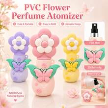 Cute Floral Mini Fragrance Spray Bottle, Refillable Travel Fragrance Atomizer, Designed With Butterfly And Leaf Pattern, Portable Empty Fragrance Spray/Bottle, Suitable For Handbags, Wallets, Pockets And Daily Use - Multicolor - View 4