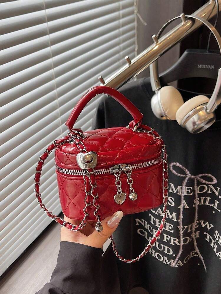 Dedoo Tas Tangan Wanita Klasik Modis Terbaru, Multifungsi, Terbuat dari Kain PU Tahan Air dengan Desain Quilted. - Merah - View 7