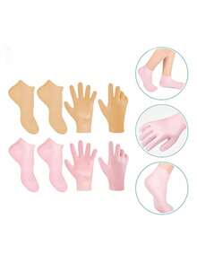 1 Set Hand & Foot Care Tools (Gloves + Socks) / 1 Pair Gloves, Softening And Exfoliating Hand & Foot Care Tools For Dry Cracked Skin, Soft Silicone Gel, Care Tools, Hand Care For Dry Cracked Heels And Softening Rough Skin - A - View 7