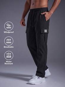 Men's Straight Leg Casual Long Pants, Multi-Pocket Outdoor Cargo Pants For Spring And Autumn, Fashionable, Suitable For Daily Work And Travel - Black - View 3