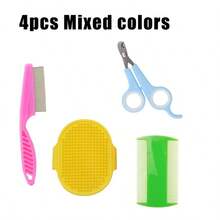 4pcs Small Animal Grooming Set, Includes Nail Clippers/Double-Sided Bath Brush And Tools, Suitable For Rabbits, Guinea Pigs And Hamsters Care. - Multicolor - View 8