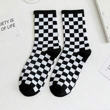 5 Pairs Unisex Plaid Mid-Calf Socks, Random Assortment, Minimalist Fashion Vintage, Soft & Comfortable, Casual Versatile, Suitable For Daily Home Wear, Autumn/Winter Essential - Multicolor - View 16