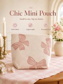 1pc Cute Floral Embroidered Zipper Makeup Bag, Soft Fabric Mini Coin Purse, Portable Cosmetic Storage Bag, Suitable For Lipstick, Earrings And Daily Small Items - Multiple Styles - View 13