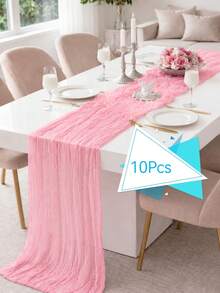 1/2/6/12pcs Light Pink Pleated Table Runner, Festive Birthday Decor Wedding Decor Holiday Home Decor Party Room Table Decoration Table Cloth,Birthday Decor Wedding Decor,  Party Favor, Babe Shower Party Decor, Gender Reveal Party Decor - Gray Pink - View 23