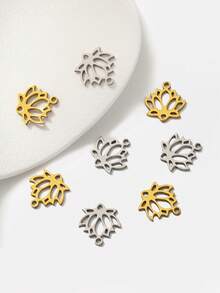Minimalist Hollow Lotus Charms Anti Tarnish Stainless Steel Floral Pendants, Spiritual Yoga Flower Findings For Custom Jewelry Craft - Floral Pattern - View 3
