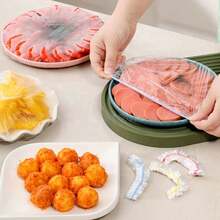 200/100/50/10pcs Colorful Transparent Summer Food Preservation Covers, Stretchable Transparent Plastic Dish Covers, Leak-Proof Dust-Proof Plastic Food Wrap, Reusable Bowl Covers; Designed For Home Food Storage - View 5