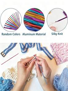 Latest Multicolor 14-Piece Aluminum Crochet Hook Set 2.0-10.0mm, Includes Stitch Markers And Large Eye Needles, Colorful Metal Crochet Hooks, Ergonomic Design For Comfortable Crocheting - Multicolor - View 8