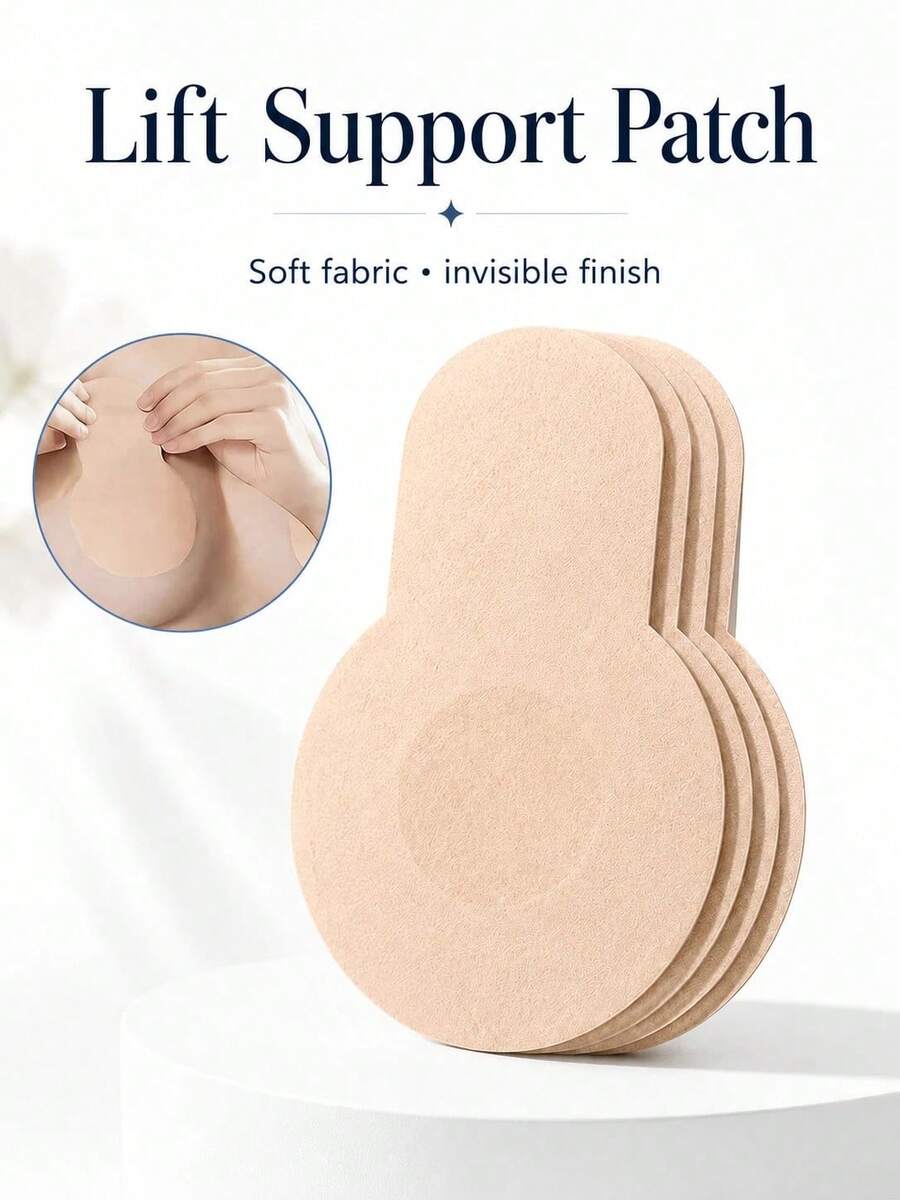 10pcs Invisible Breast Lift Tape And Nipple Covers, Disposable Non-Woven Fabric Lifting Pads, Suitable For Large Breasts, Alternative To Strapless Backless Bras - Non-woven Fabric Pattern/round - View 1